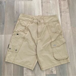 Aftco Shorts Mens Size 30 Tan Nylon Blend Cargo Utility Tactical Fishing Pockets